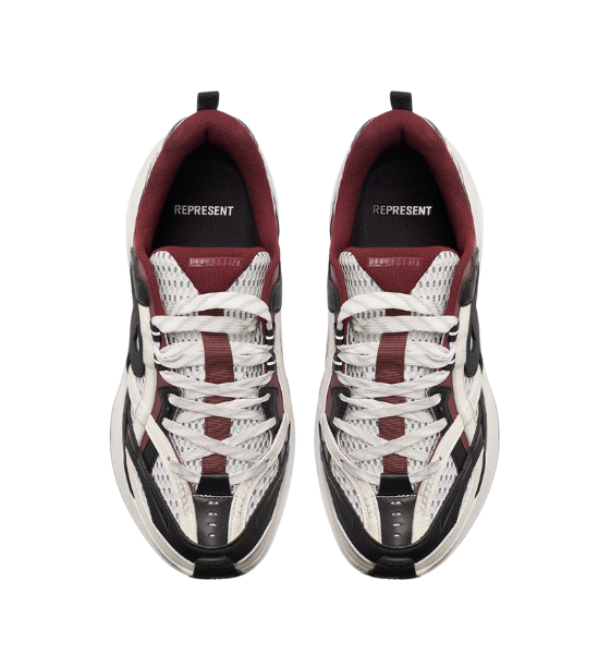 White/Black/Maroon Storm Runner Distressed Sneaker