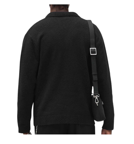 Jet Black R Logo Knitted Polo