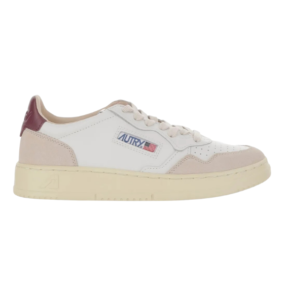 White/Burgundy Medalist Low Man Leather/Suede