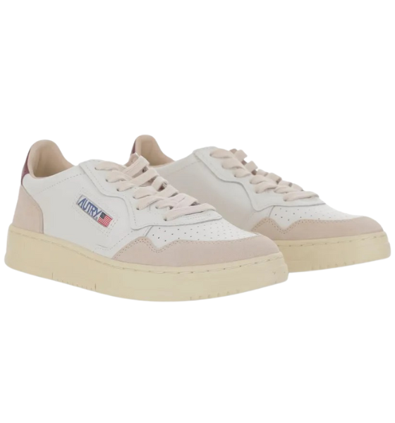 White/Burgundy Medalist Low Man Leather/Suede