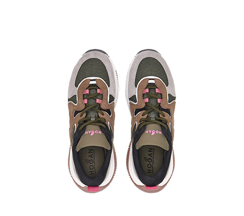 H597 Green Brown Grey Sneakers