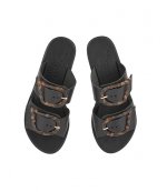 ANCIENT GREEK SANDALS BLACK FLAT LEATHER SANDALS