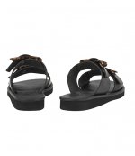 ANCIENT GREEK SANDALS BLACK FLAT LEATHER SANDALS