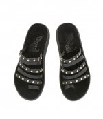 ANCIENR GREEK SANDALS BLACK LEATHER SANDALS WITH GOLD STUDS