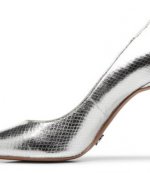 MICHAEL MICHAEL KORS SILVER METALIC SNAKE PRINT TIEGAN PUMP