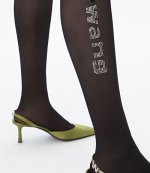 ALEXANDER WANG CRYSTAL LOGO TIGHTS