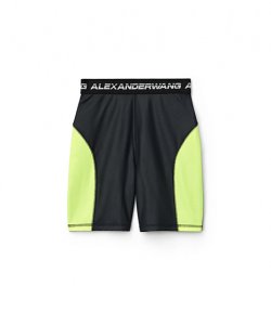 ALEXANDER WANG WASH & GO SATIN JERSEY BIKER SHORTS YELLOW NEON