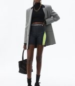 ALEXANDER WANG WASH & GO SATIN JERSEY BIKER SHORTS YELLOW NEON