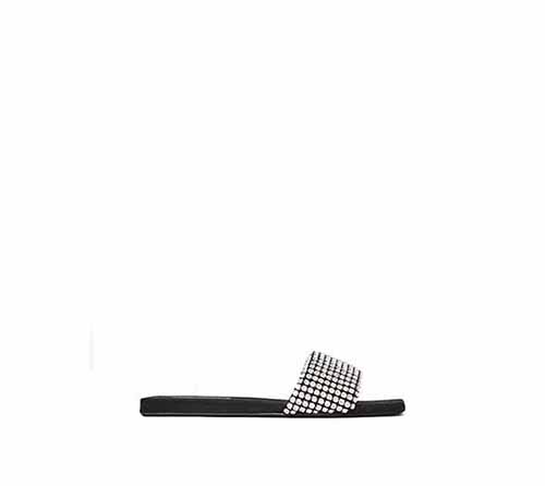 Black Anya Crystal Flat Slide