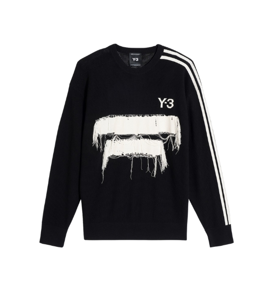 U GFX Black Knit Crew Top