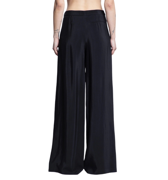 Black Wide-leg Open Slit Buckled Trousers