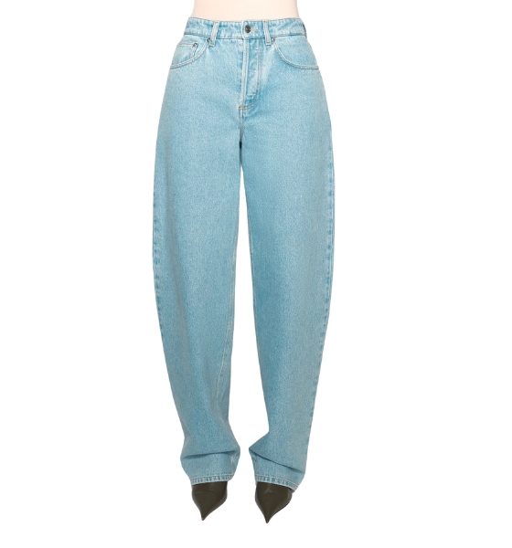 Blue Laced-up Wide Leg Jeans