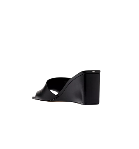 Merriam Black Leather Wedge