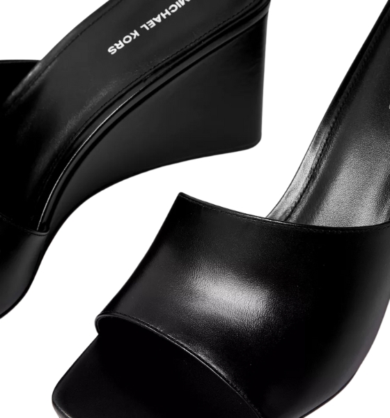 Merriam Black Leather Wedge
