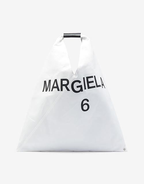Black Logo Printed White Japanese Bag