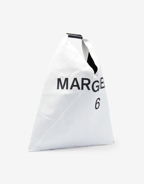 Black Logo Printed White Japanese Bag