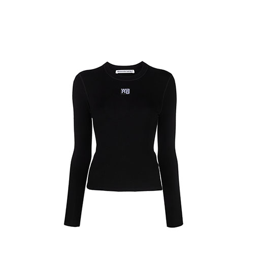 Long Sleeve Crewneck With Logo Patch Top