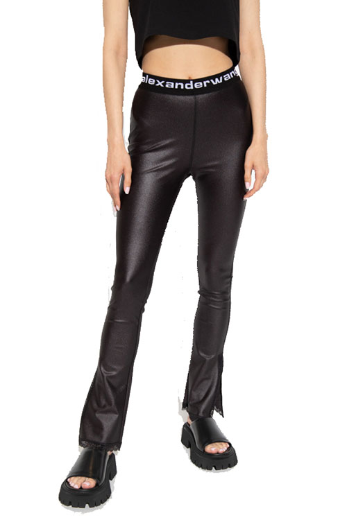 Leggings With Lace Slit Hem