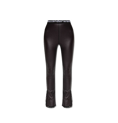 Leggings With Lace Slit Hem