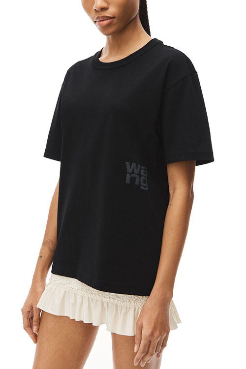 Essential Puff Logo And Bound Neck In Cotton Jersey T-Shirt