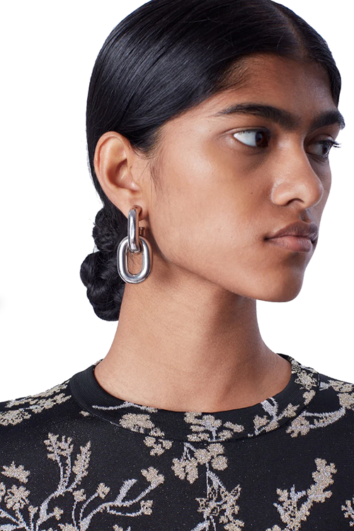 Silver XL Double Link Hoop