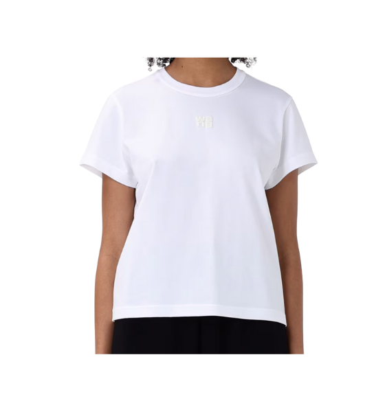 White Essential Jersey Shrunken Tee W/ Puff Logo