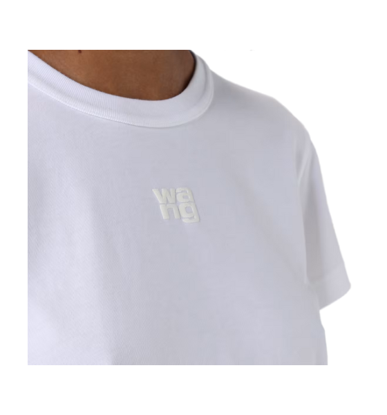 White Essential Jersey Shrunken Tee W/ Puff Logo