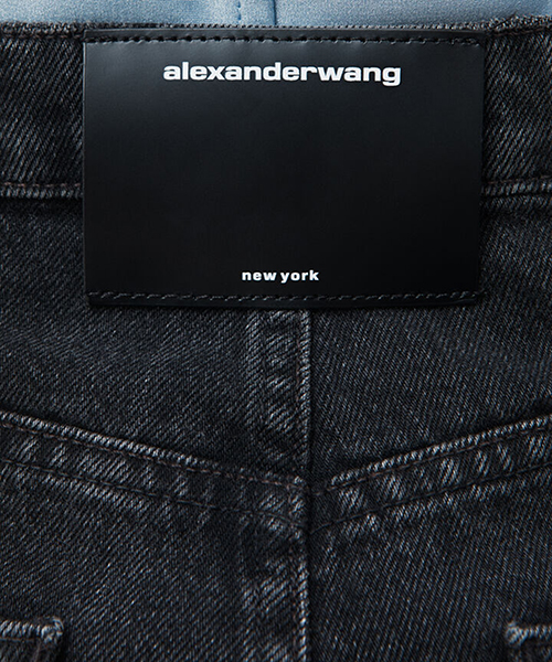 Grey Aged Denim Shorts