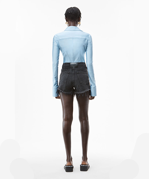 Grey Aged Denim Shorts