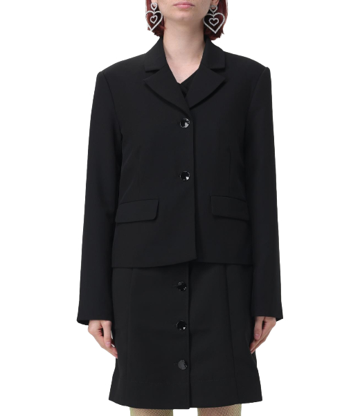 Light Twill Suiting Fitted Black Blazer
