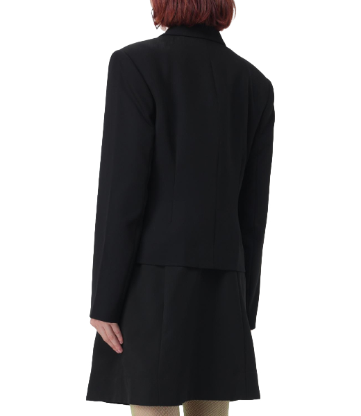 Light Twill Suiting Fitted Black Blazer