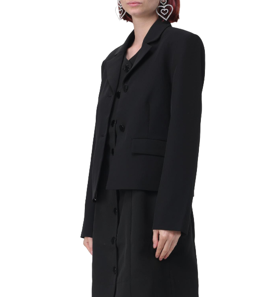 Light Twill Suiting Fitted Black Blazer