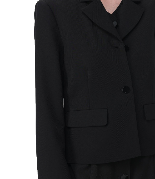 Light Twill Suiting Fitted Black Blazer