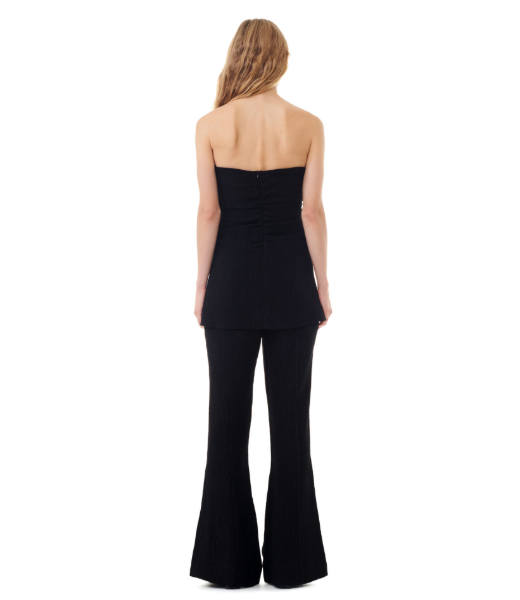 Viscose Stretch Crepe Flared Black Pants