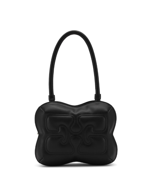 Butterfly Top Handle Black Shoulder Bag