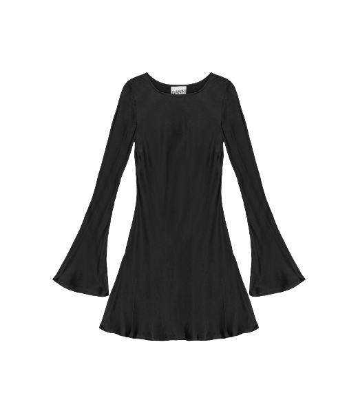 Solid Satin Mini Black Dress