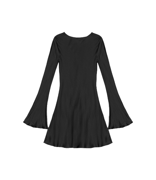 Solid Satin Mini Black Dress