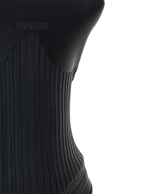 Glossy Embossed Black Jersey Dress