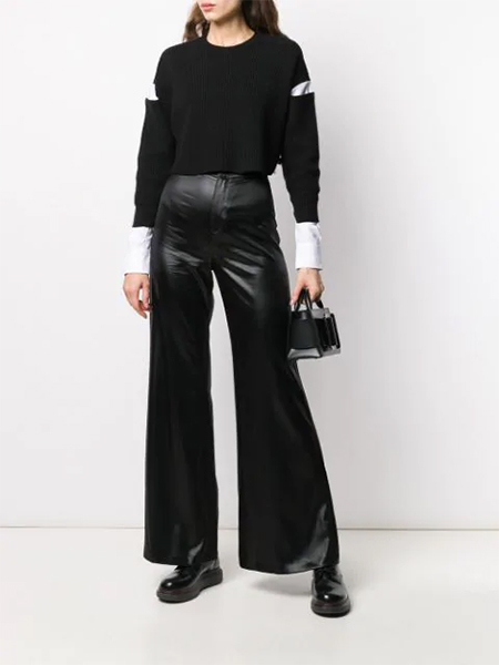 ALEXANDER WANG WET SHINE WASH & CO BLACK PANTS
