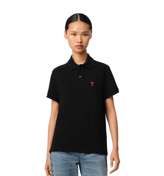 Red Ami De Coeur Black Pique Polo Shirt