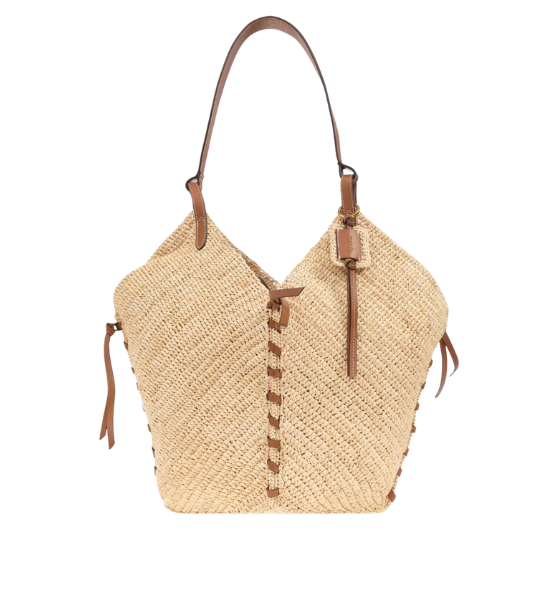 Natural/Cognac Small Tampa Raffia Bag