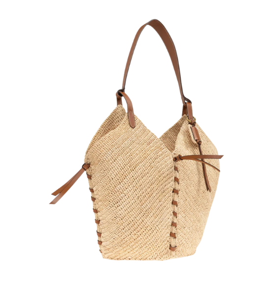 Natural/Cognac Small Tampa Raffia Bag