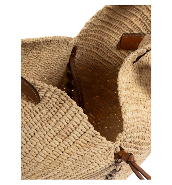 Natural/Cognac Small Tampa Raffia Bag
