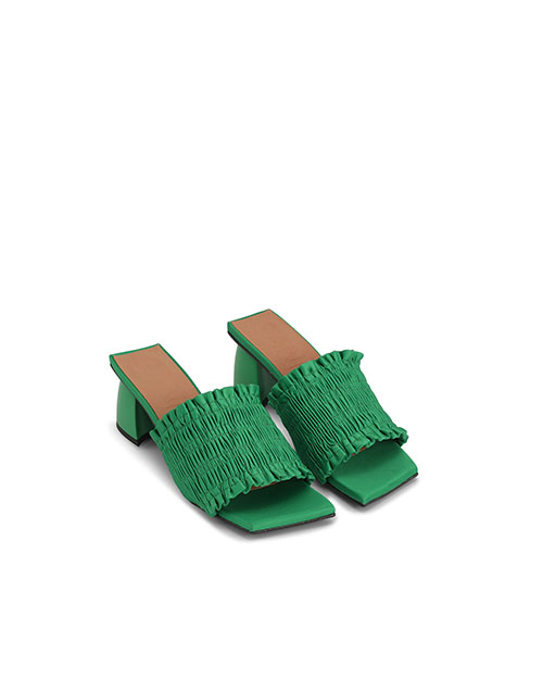 Kelly Green Kitten Mules