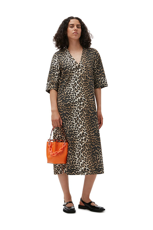Printed Cotton Wide Midi Dress