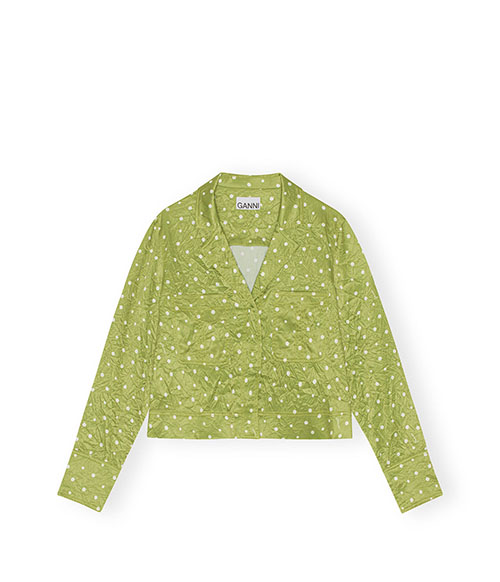 Crinkled Satin Cropped Blazer Shirt