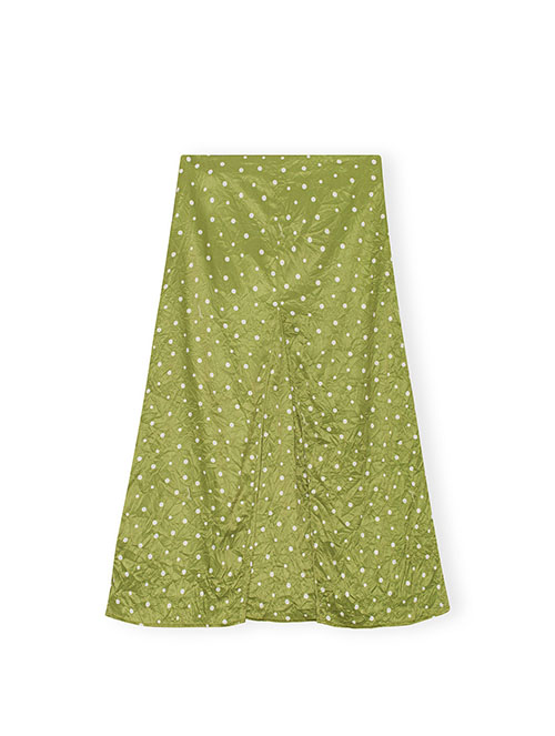 Crinkled Satin Midi Skirt