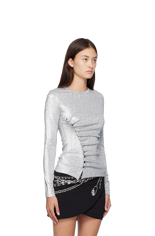 Silver Long Sleeve Top