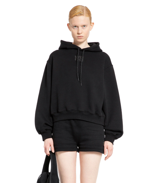 Black Essential Terry Hoodie With Puff Paint Logo