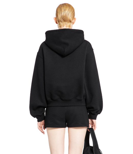 Black Essential Terry Hoodie With Puff Paint Logo